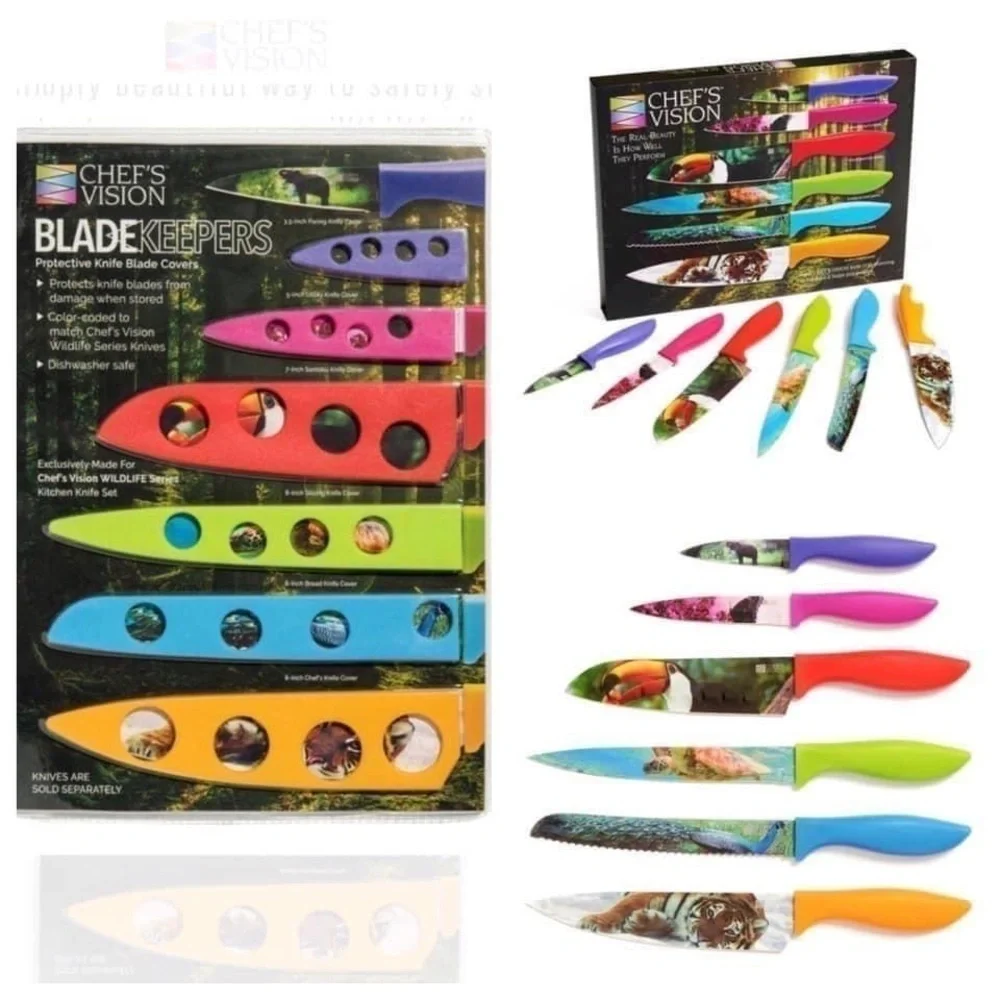 #51 Chefs Vision Set Wildlife Series Six-Piece Knife Set Sheath Blade Covers New